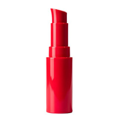 Front view of a red lip gloss bottle with no labels isolated on a white transparent background.