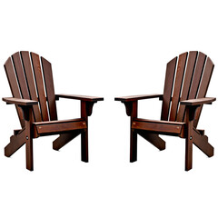 Fototapeta premium Front view of a rustic brown wooden patio furniture set isolated on a white transparent background.