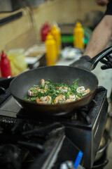 cooking in the restaurant kitchen