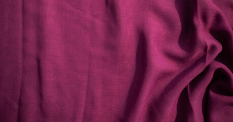 Soft purple fabric wavy crumpled background abstract with copy space