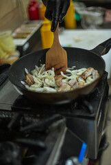 cooking in the restaurant kitchen