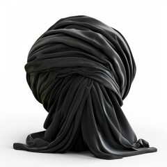 Naklejka premium Black turban elegantly covers a head, creating a sense of mystery and tradition against a clean white backdrop