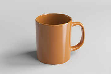 Prosty, brązowy kubek ceramiczny na jasnym, neutralnym tle.