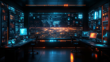 Exploring augmented reality in a futuristic control room with advanced technology