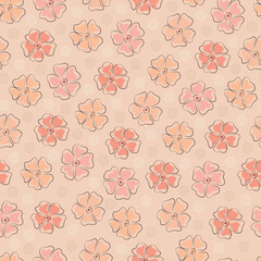 Floral Seamless Pattern. Surface Design of Scandinavian Wildflowers and Polka Dots