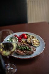 set table with meals in the restaurant