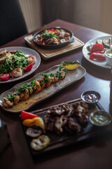 set table with meals in the restaurant
