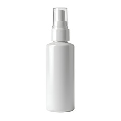 Front view of a white opaque hair serum bottle with no labels isolated on a white transparent background.