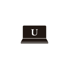 Letter U on the laptop geometric symbol simple logo vector