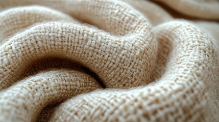 Fototapeta premium Textured beige fabric close-up perfect for cozy designs