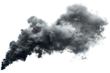 A dense, dark cloud of smoke swirling and billowing in a dynamic formation.