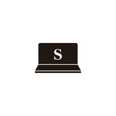 Letter S with computer geometric symbol simple logo vector
