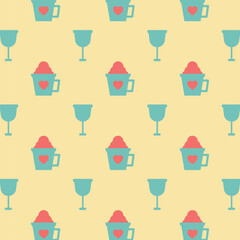 pattern valentine's day dessert wine heart minimalist illustration retro cover design