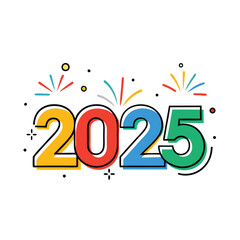a graphic design that represents the year. The HAPPY NEW YEAR 2025