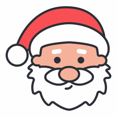 Simple Santa Claus head vector cartoon icon isolated on a white background.