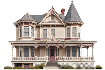 A beautifully detailed Victorian-style house featuring multiple gables, a wraparound porch, and ornate trim.