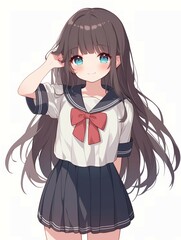 Fototapeta premium アニメ調の美少女の切り抜き用素材