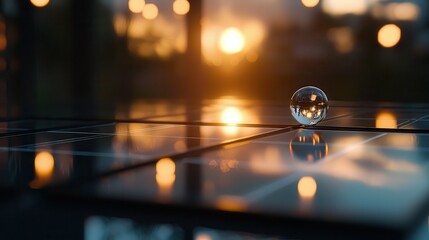 Close-up of shiny solar panels reflecting sunlight on a clear day
