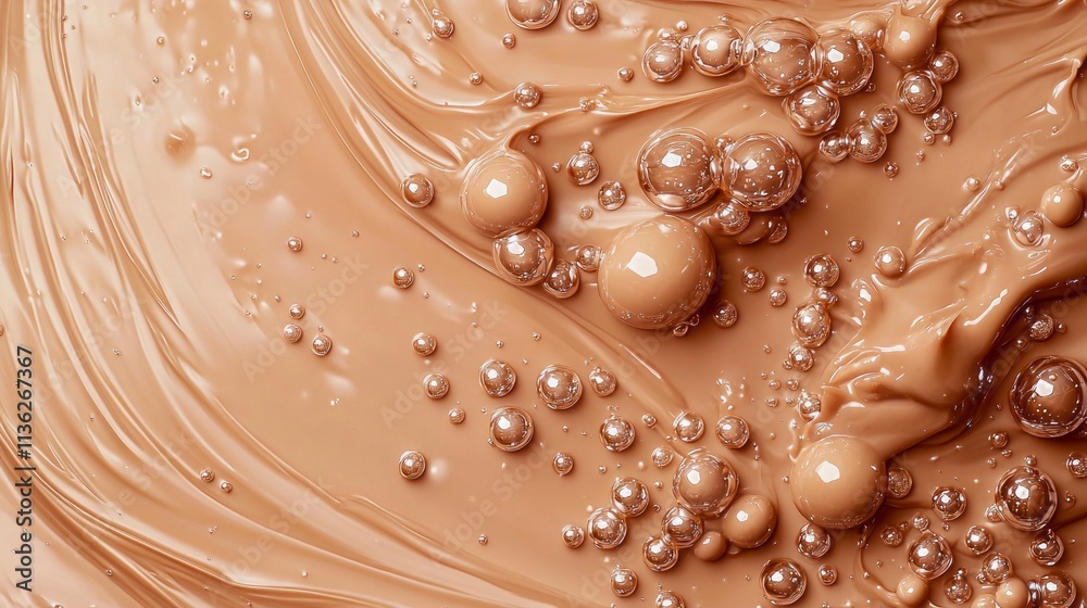 Poster a close up of a brown substance with many small bubbles. the color of the year mocha mousse