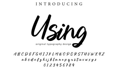 Using Font Stylish brush painted an uppercase vector letters, alphabet, typeface