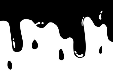 Black dripping oil stain, melt drips , liquid, ink silhouettes isolated vector illustration. Dripping liquid. Melt drop. Flowing liquid isolated on white background. leak, splash, spilled liquid. 

