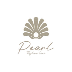 Beauty Luxury Elegant Pearl Seashell Oyster Scallop Shell logo icon vector illustration template design