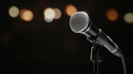 A professional microphone on a stand