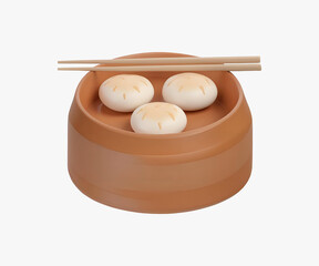Chinese Food Dumpling 3D Illustration