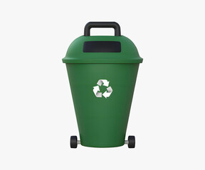 Green Recycle Bin 3D Illustration icon design