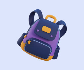 School Bag 3D Illustration icon Design