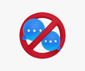 Speaking Prohibited 3D Illustration