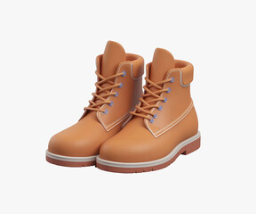 leather Boots 3D Illustration icon design