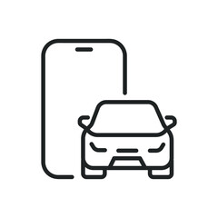 Obraz premium Mobile car thin line icons. Editable stroke and Perfect pixel on transparent background