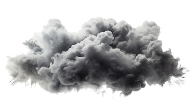 A dramatic dark grey cloud illustration, perfect for weather-themed projects and moody compositions, isolated on transparent background.