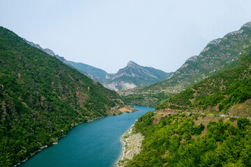 Blue river in the mountains
