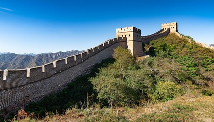 The Great Wall of China, isolated with a transparent background, highlighting its ancient architecture, perfect for cultural, historical projects, and travel-themed designs