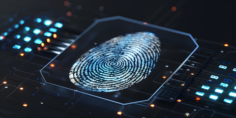 Hightech digital fingerprint scanning provides secure identification with advanced biometric technology for safety. Suitable for tech and security applications in modern systems