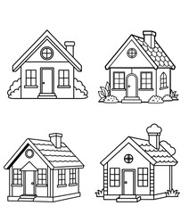 outline house,coloring page for kids,line art drawing house 
on white background Vector.
