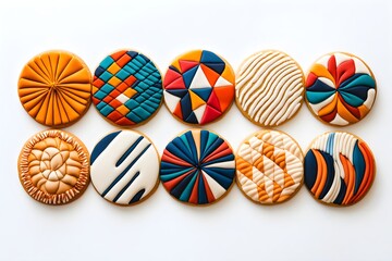 Obraz premium A close-up of a circular cookie featuring an intricate geometric surface.