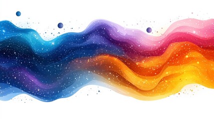 Fototapeta premium Colorful Abstract Waves with Stars and Planets in a Cosmic Background for Use in Digital Design and Creative Projects