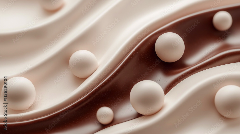 Poster a chocolate and vanilla swirl with many small round balls. the color of the year mocha mousse