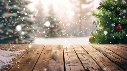 Christmas background on wooden surfaces, Generative AI,