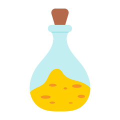 Pirate bottle with sea sand. Vector illustration.