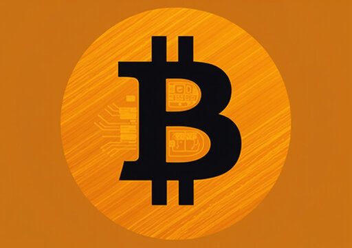 bold black bitcoin symbol showcased vibrant orange circle