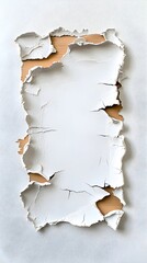Torn Paper Texture on Wooden Backdrop with Cracked Edges and Spaces
