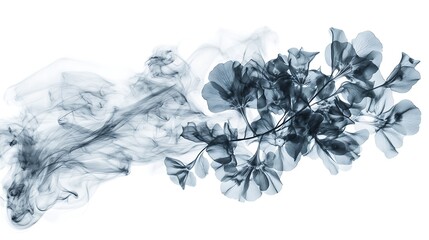 Ethereal Black and White Floral Composition with Smoky Accents