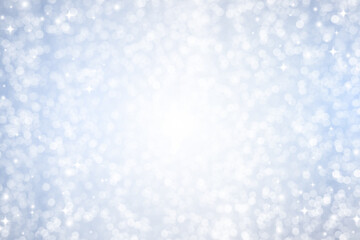 abstract luxury blue and silver background with bokeh light with star glitter and circle blinking with copy space for design about ads and content for merry christmas and happy new year concept