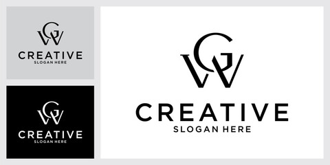 GW or WG initial letter logo design vector template