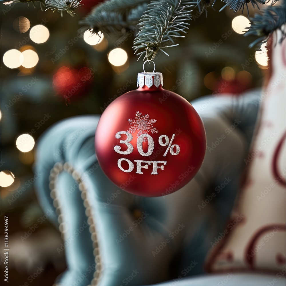 Aufkleber A simple red round ornament on a Christmas tree with text on it that says 