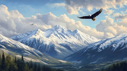 Fototapeta premium eagle flies in the mountains